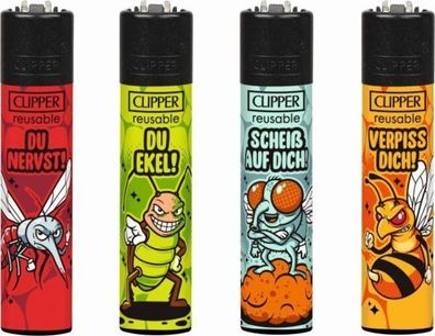 Clipper Feuerzeuge 4er Set Serie Freche Tiere