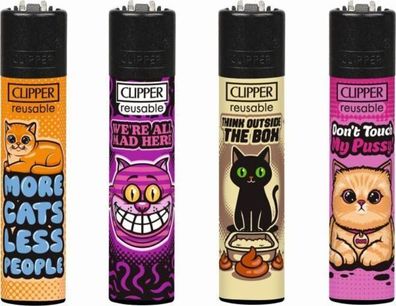 Clipper Feuerzeuge 4er Set Serie Catz 4
