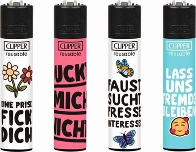 Clipper Feuerzeuge 4er Set Serie Fuckoff