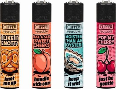Clipper Feuerzeuge 4er Set Serie Porn Slogan 11