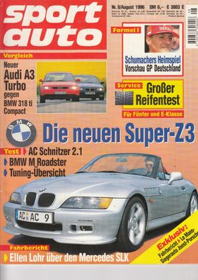 sport auto 8 / 1996 BMW Z3, Audi A3, Mercedes SLK, Formel 1, Alpina