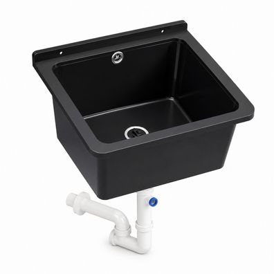 Ausgussbecken Spülbecken Schwarz Waschbecken Kammer Garten Garage 40x38x22cm 10841