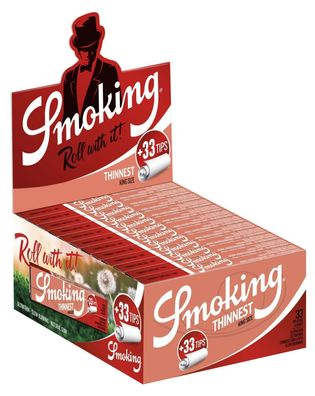 Smoking King Size Thinnest + Tips 1 Karton mit 24 Briefchen