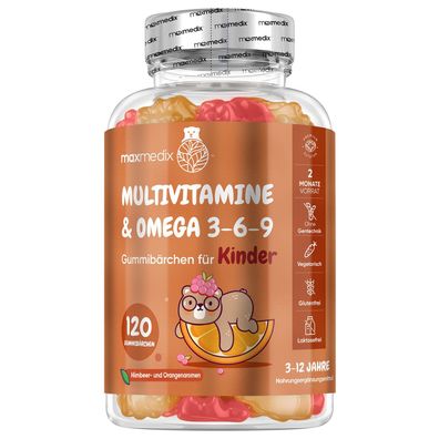 maxmedix Multivitamin Gummibärchen für Kinder - Mit Omega 3 6 9 & VitaminC-120Gummies