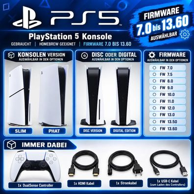 Sony PlayStation 5 PS5 Konsole Disc Digital Slim Firmware 7.0 bis 13.60 – Homebre
