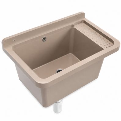 Ausgussbecken Spülbecken Beige Waschbecken Garage Kammer Outdoor 58x38x26cm 10846