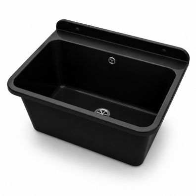Ausgussbecken Waschbecken Schwarz Garage Waschraum Spülbecken 61x41x23cm 10877