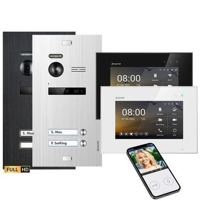 Balter EVO HD Video Türsprechanlage UP Silber o. Schwarz + 7 Zoll Monitore