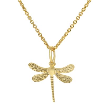 trendor Schmuck Damen-Halskette mit Anhänger Libelle 925 Silber Vergoldet 21564