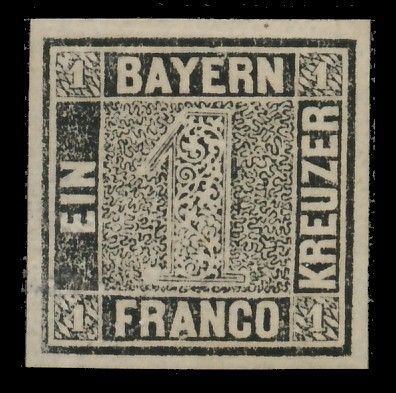 BAYERN Quadrat Ausgabe Nr 1Ia ungebraucht XB51116