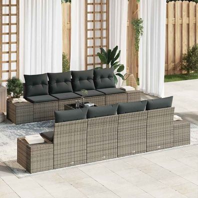 vidaXL Sofa Set 7 stk. Grau 55 x 55 x 37 cm [Synthetisch]: Poly Rattan