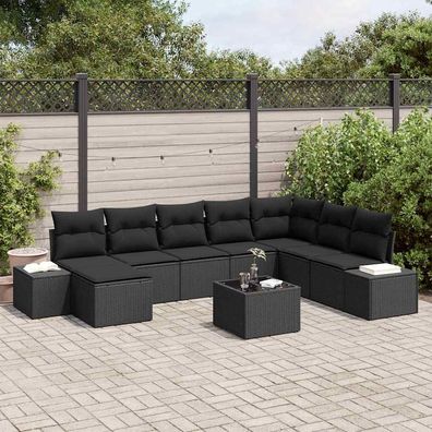 vidaXL Gartensofa-set 9 stk. Poly-Rattan
