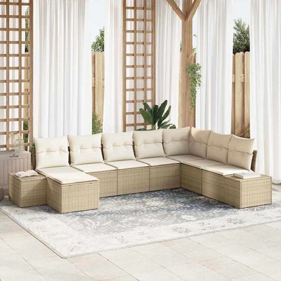 vidaXL Gartensofa-set 8 stk. Beige Poly-Rattan