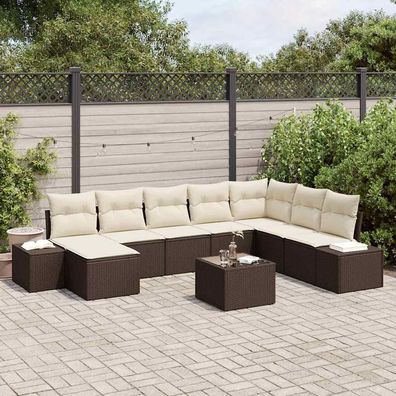 vidaXL Gartensofa-set 9 stk. Braun Poly-Rattan