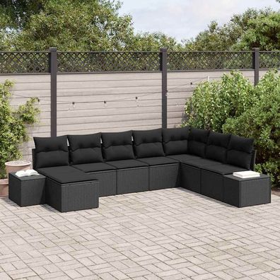 vidaXL Gartensofa-set 8 stk. Schwarz Poly-Rattan