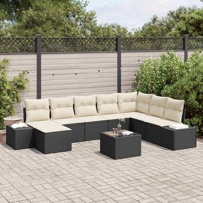 vidaXL Gartensofa-set 9 stk. Schwarz Poly-Rattan