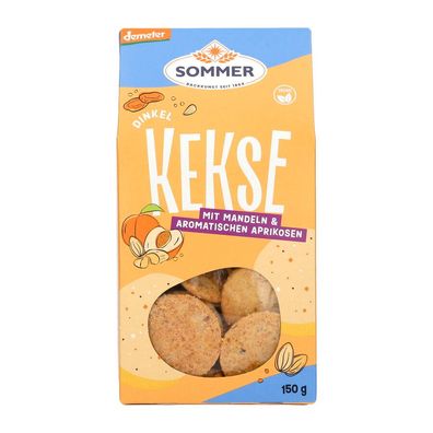 3x SOMMER Dinkel Kekse mit Mandeln & aromatischen Aprikosen 150g