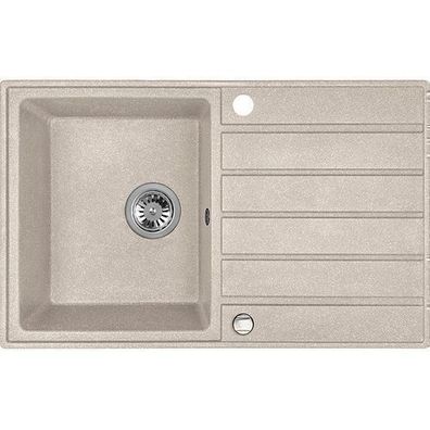 Granitspüle Einzelbecken Margarita 49x79 Beige mit Abtropffläche | Siphon im SET!