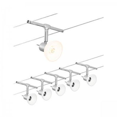 Paulmann No. 94136 Seilsystem Sheela Chrom matt mit 5 Spots ohne Leuchtmittel, max. 1