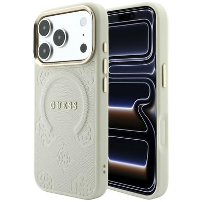 Handyhülle Guess Saffiano Peony MagSafe für iPhone 18 Pro / 17 Pro beige