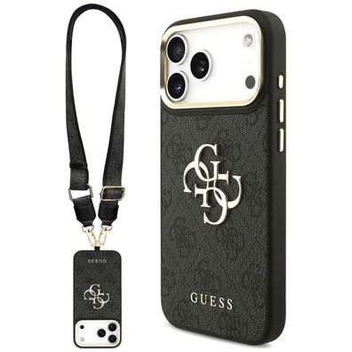 Handyhülle Guess 4G Big Logo iPhone 18 Pro Max / 17 Pro Max mit Trageband schwarz