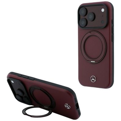 Handyhülle Mercedes-Benz Leather Ring Stand MagSafe iPhone 18 Pro/17 Pro bordeaux