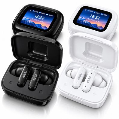 Bluetooth 5.4 In Ear Kopfhörer mit Touchscreen Ladecase ANC ENC TWS Schwarz Oder Weiß