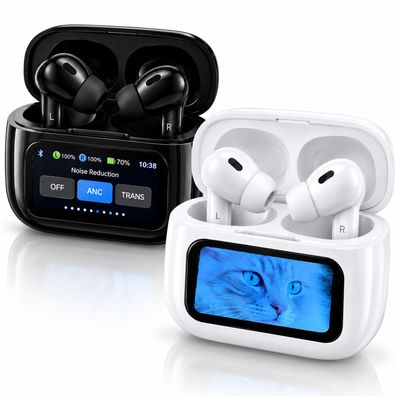 Bluetooth 5.4 In Ear Kopfhörer ANC ENC Touchscreen Ladecase Schwarz Weiß
