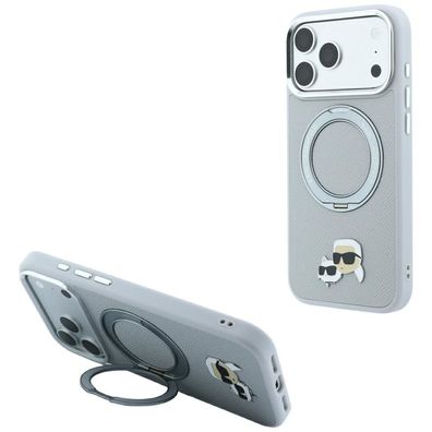 Handyhülle Karl Lagerfeld Ring Stand 360 MagSafe iPhone 18 Pro Max/17 Pro Max grau