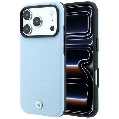 Handyhülle BMW Kevlar Metal Logo MagSafe für iPhone 18 Pro / 17 Pro hellblau