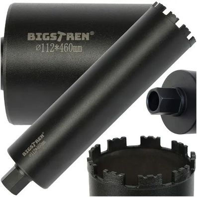 Diamantbohrkrone Bigstren 112 x 460 mm, 1 1/4 UNC, 9 Segmente, für Beton