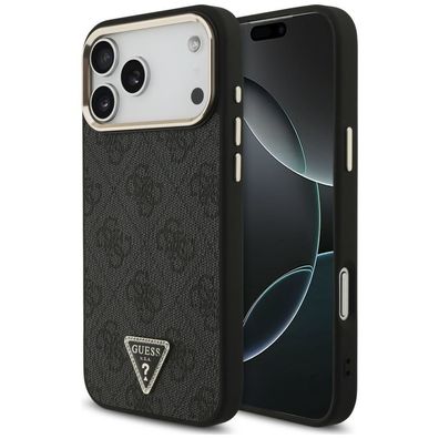 Handyhülle Guess 4G Triangle Logo MagSafe für iPhone 18/17 Pro Max schwarz gold