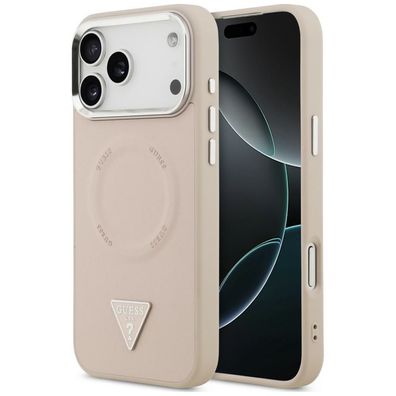 Handyhülle Guess Triangle Logo MagSafe iPhone 18/17 Pro Max Kunstleder rosa