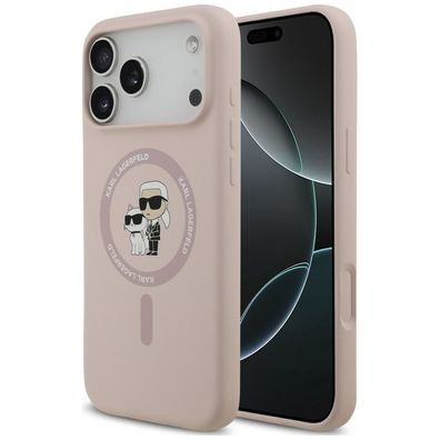 Handyhülle Karl Lagerfeld Silicone Karl Choupette MagSafe iPhone 18/17 Pro Max rosa