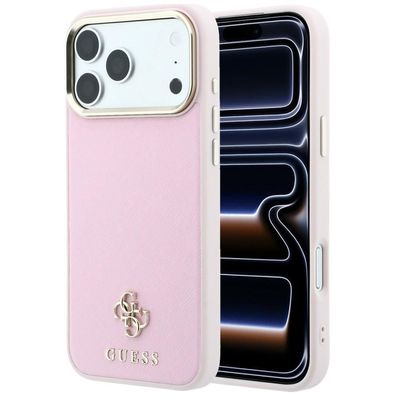 Handyhülle Guess Saffiano Small 4G Logo MagSafe iPhone 18 Pro / 17 Pro rosa