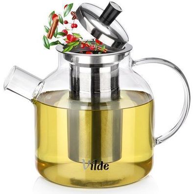 Hitzebeständige Glasteekanne mit Teesieb, 1,2 l