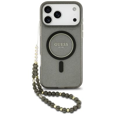Handyhülle Guess IML Glitter Pearl Strap MagSafe für iPhone 18/17 Pro Max schwarz