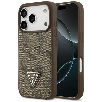 Handyhülle Guess 4G Double Card Triangle iPhone 18 Pro/17 Pro Kartenfach braun
