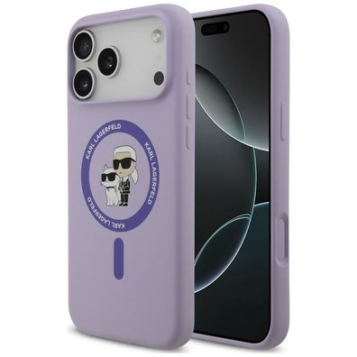 Handyhülle Karl Lagerfeld Silicone Karl&Choupette MagSafe iPhone 18/17 Pro Max lila