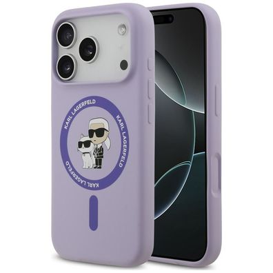 Handyhülle Karl Lagerfeld Karl&Choupette MagSafe iPhone 18 Pro/17 Pro Silikon lila