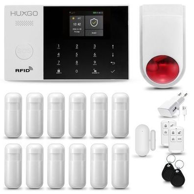 Alarm System mit Funk Alarmsirene HXA005 2G, 12x Bewegungssensor, Smart Home Security