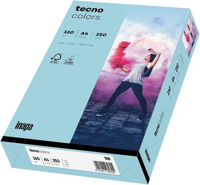 inapa farbiges Druckerpapier, buntes Papier tecno Colors: 160 g/m², A4, 250 Blatt, mi