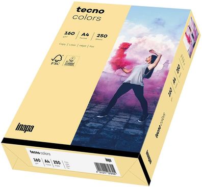 inapa farbiges Papier tecno Colors 160g/m² A4, 250 Blatt, chamois