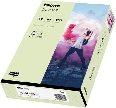 inapa farbiges Druckerpapier, buntes Papier tecno Colors: 160 g/m², A4, 250 Blatt, he