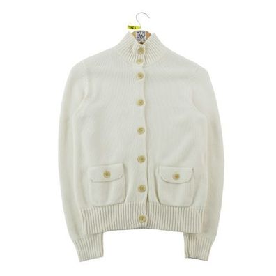 Lauren Ralph Lauren Damen Strickjacke mit Stehkragen Weiß Größe S #QWE1765