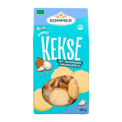 3x SOMMER Dinkel Kekse mit knusprigen Kokosraspeln 150g