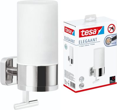 tesa Elegaant Seifenspender-Set, Milchglas und verchromtes Metall - Flüssigseifenspen