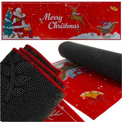 Teppichläufer Ruhhy Merry Christmas 160x50 cm rutschfest rot Weihnachtsmotiv