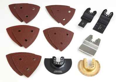 15-teiliges Multitool Set mit Sägeblättern und Schleifpapier