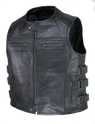 Lederweste Motorrad & Biker Rind LEDER Weste Herren Klassik Komplett Lederkutte